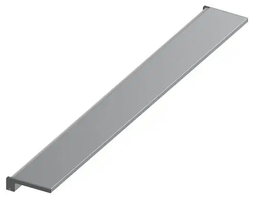 Silberne Wandablage von Keuco, mit einem einfachen, geraden Design. Geeignet zur Montage an einer Wand, um verschiedene Gegenstände abzulegen.